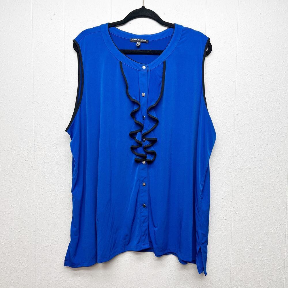 Cable & Gauge Womens Button Front Top 3X Party Event Career Office Formal Dressy